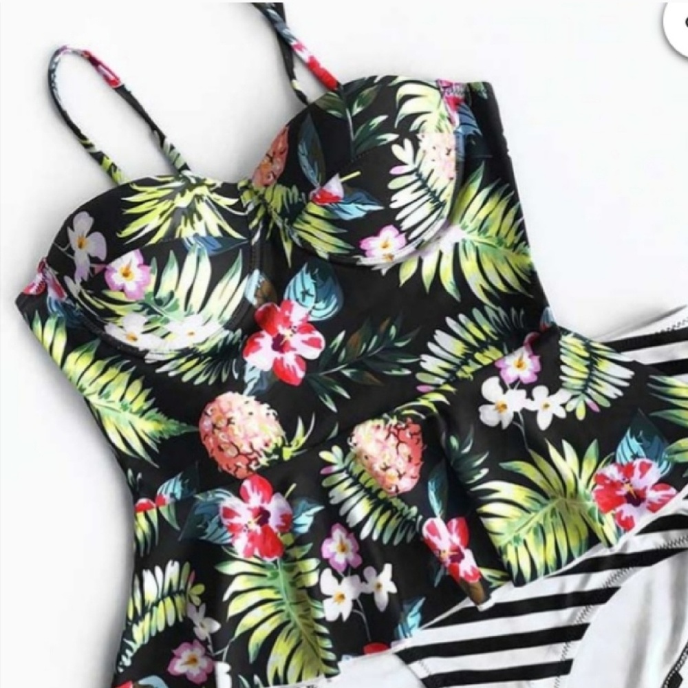 Peplum swim top